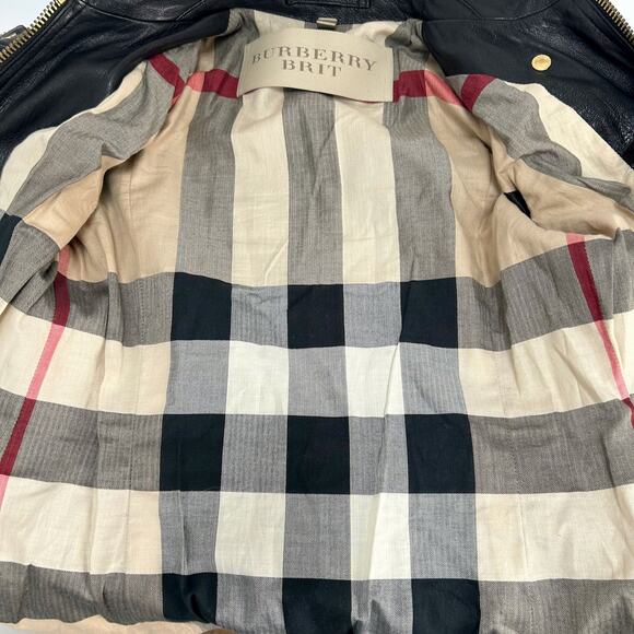 Burberry Brit  Quilted Remmington Lamb Leather Biker Jacket, Sz 6 - Picture 12 of 14